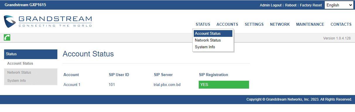 How to Configure SIP Account on a Grandstream IP Phone - Step 7