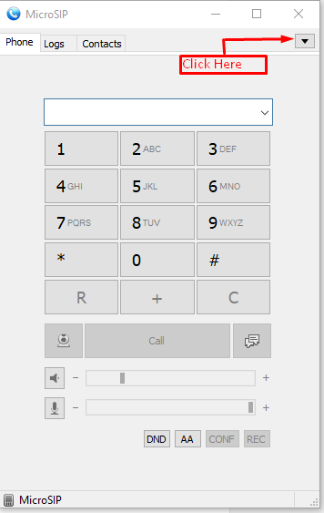 PBX extensions setup on MicroSIP - Step 2