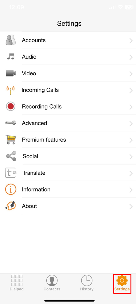 PBX Service Extension Using Zoiper Softphone for iPhone - Step 2