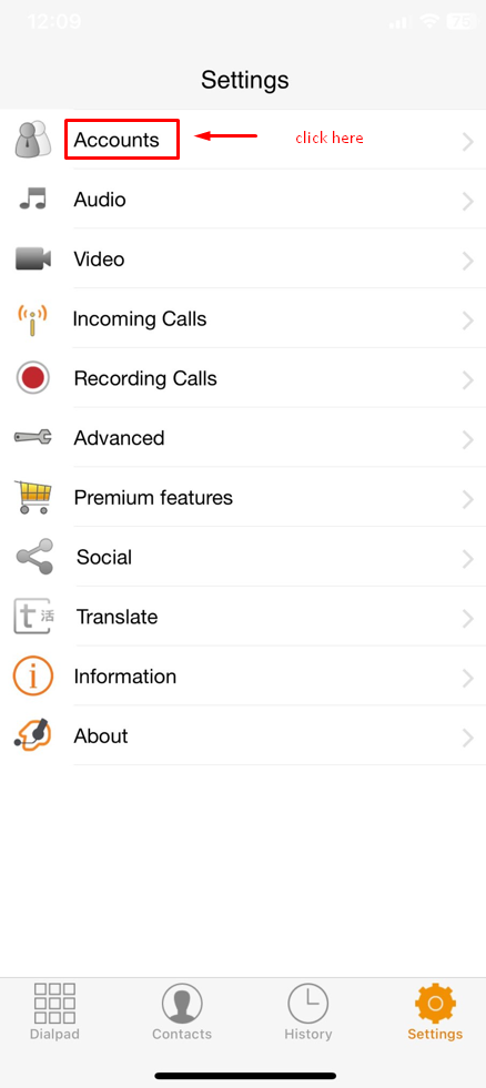 PBX Service Extension Using Zoiper Softphone for iPhone - Step 3